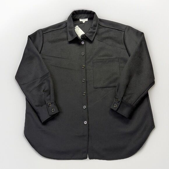 NEW $119 MSRP Wool Blend Womens XL Shacket Black Shirt Jacket Quiet Luxury - Picture 3 of 10
